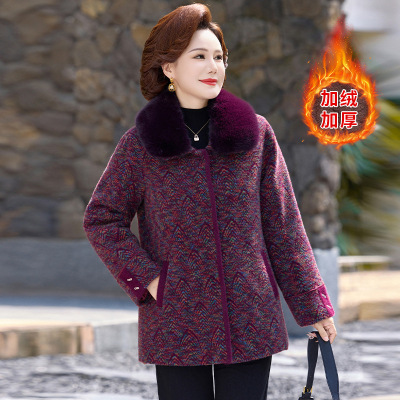 新款女装大码妈妈装仿貂毛大衣时尚女加绒保暖外套冬装40岁衣服
