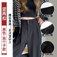 黑色西装阔腿裤女夏季2025新款高级感垂感西裤小个子窄版直筒裤子