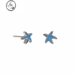 JiMibolo甜酷气质小迷你可爱chic蓝色小海星耳钉星星耳饰女复古港风潮 小海星耳钉一对