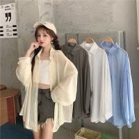 防晒衬衫女式薄款长袖外套防晒衫夏季新款别致休闲宽松衬衣潮