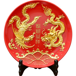 龙凤呈祥漆线雕客厅摆件实用结婚礼物送朋友闺蜜新婚礼品装饰