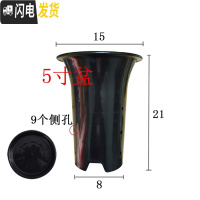 三维工匠园艺兰花盆塑料大中小号透气黑色带孔国兰君子兰墨兰花专用盆 5寸加黑色托盘 同规格50个(送网套)花盆容器