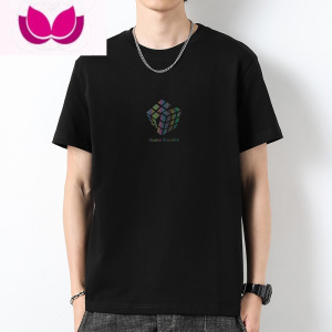 七斓短袖t恤男圆领上衣服宽松夏季液氨长绒棉半袖体恤衫