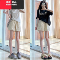 YIBUSHENG白色棉麻短裤女季2024新款高腰a字显瘦休闲阔腿运动外穿五分裤