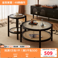 全友家居法式复古组合茶几小户型高矮圆形边几客厅家具休闲置物桌