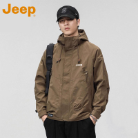 JEEP吉普美式冲锋外套男士2025新款春装宽松连帽男款工装上衣服潮