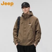 JEEP吉普美式冲锋外套男士2025新款春装宽松连帽男款工装上衣服潮