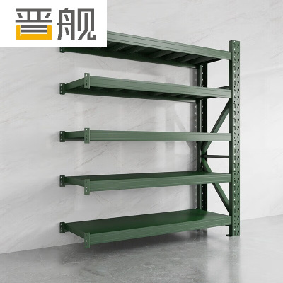 晋舰货架仓储库房储物架军绿色五层副架300kg/层重型200*60*250cm