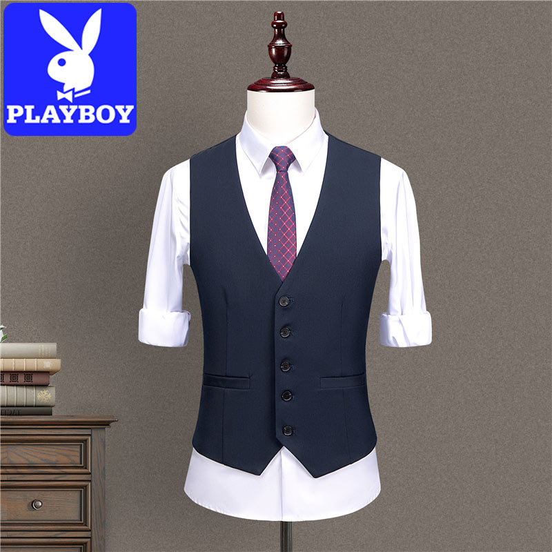 花花公子马甲男士秋季2025新款商务休闲西服马夹潮流修身坎肩背心