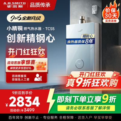 史密斯佳尼特[小精钢TCS5]13升精钢燃气热水器 国家补贴 JSQ26-TCS5 安全守护 持久恒温大水量 新品