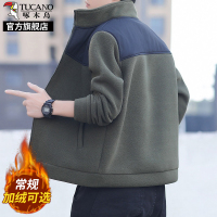 啄木鸟摇粒绒外套男士加绒加厚运动夹克2025新款秋冬季卫衣男装K