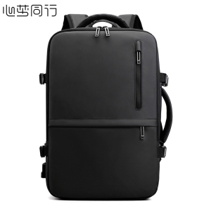 心梦同行大容量双肩包通勤电脑包 双把手背包 USB充电扩容书包 手提商务包 黑色1904/个 黑色