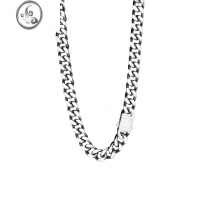 JiMi嘻哈古巴链欧美潮流HipHop项链百搭INS银色钛钢粗链男女个性说唱