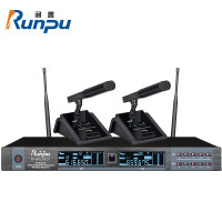 润普Runpu国产化专业会议话筒 无线一拖二短杆鹅颈式麦克风RP-WPL9902F