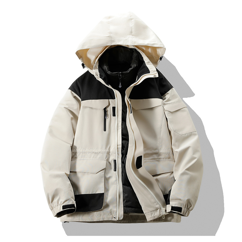 男装冬季90%白鸭绒连帽羽绒服加厚保暖冲锋衣青少年学生宽松外套