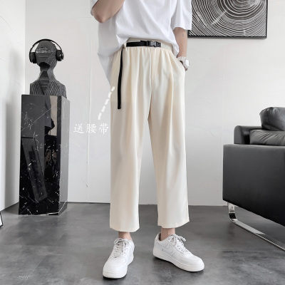 侯七爷(HOUQIYE)小西裤男垂感冰丝九分裤子夏季薄款宽松休闲裤男士直筒西装裤