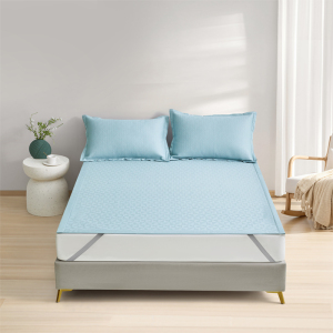 罗莱冰丝席180×200cm蓝冰丝竹纤维透气防螨1.8m床夏季清爽凉席 蓝色 180*200cm