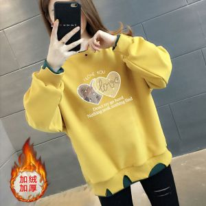 假两件秋冬款上衣时尚不规则宽松显瘦ins加绒/不加绒女士卫衣