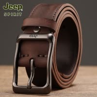 JEEP吉普纯手工牛皮皮带真皮美式复古做旧简约工装牛仔裤腰带男款