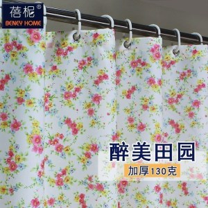 美帮汇欧式浴帘温馨小花浴室帘子水布加厚霉卫生间淋浴隔断挂帘