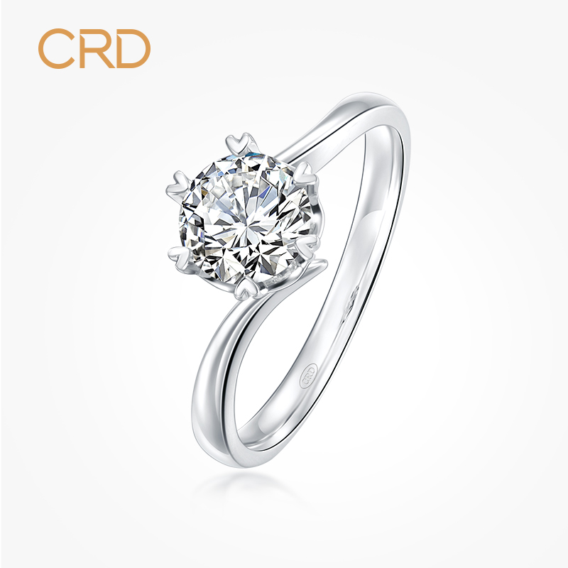 crd克徕帝钻戒铂金六爪钻石戒指女求婚婚戒女戒真钻 钻石女戒 求婚