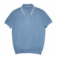 尘界浅蓝色polo衫男士短袖t恤2025新款夏季高级感翻领上衣男款