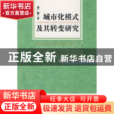正版 城市化模式及其转变研究 盛广耀 中国社会科学出版社 978750