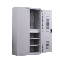 风雷动重型工具柜车间用加厚物件工具储物柜工厂铁皮柜汽修厂零件收纳柜白色四层一抽带挂板