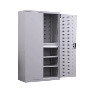 风雷动重型工具柜车间用加厚物件工具储物柜工厂铁皮柜汽修厂零件收纳柜白色四层一抽带挂板