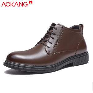 奥康棉鞋男加绒保暖棉鞋正装男士系带短皮靴商务鞋 男