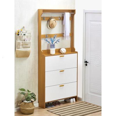 超薄鞋柜17cm简约现代鞋柜家用口大容量组装翻斗式小鞋柜带衣架长50厚24高210整装