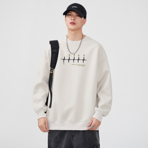 |圆领卫衣男早秋季款字母印花套头衫日系复古百搭休闲潮流