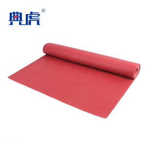 典虎 绝缘橡胶板 红色条纹5mm*1.2m*5m 10kv 卷