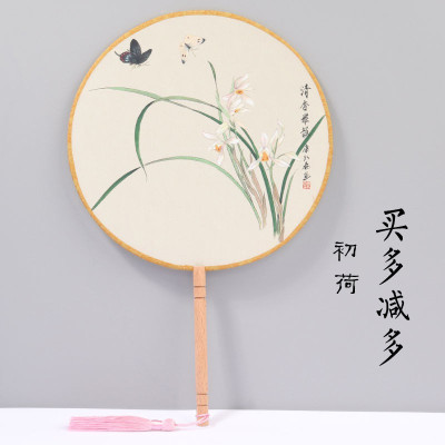 古风团扇装饰汉服古典女式圆形扇子闪电客蒲扇宫廷扇道具舞蹈配饰古装清香雅韵