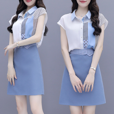戈琳诗祺2021夏季时尚气质轻熟风职业套装裙女夏装雪纺衬衫半身裙休闲两件套潮