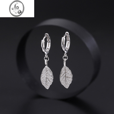 JiMi999银银树叶耳环女轻奢2023年新款ins叶子耳坠高级感气质送女友