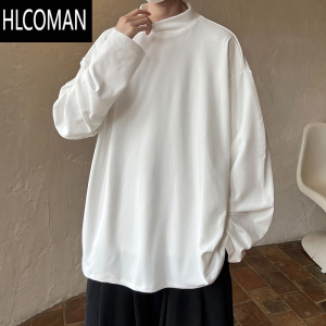 HLCOMAN卫衣男装大码德绒打底衫款半高领内搭长袖t恤oversize上衣男