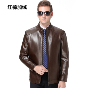 免费试穿 专柜正品2025春秋季防风防水海宁真皮皮衣男士绵羊皮中年休闲皮外套棒球领皮夹克男机车单皮加绒外套大码爸爸装
