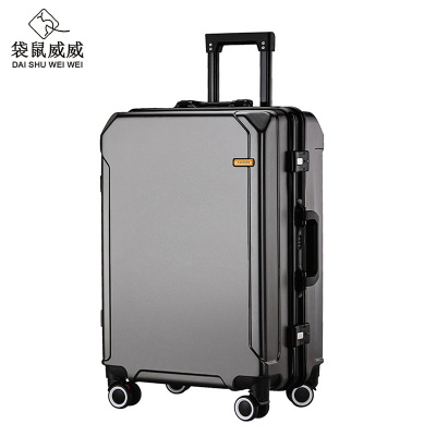 袋鼠威威 拉杆箱 旅行箱 灰色20寸铝框款ZC1933E