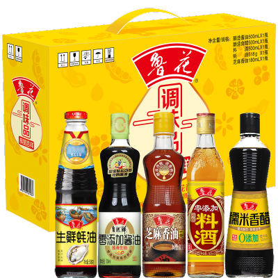 鲁花恭贺吉祥调味品礼盒1680ml+518g 调料酱油蚝油芝麻油料酒福利团购