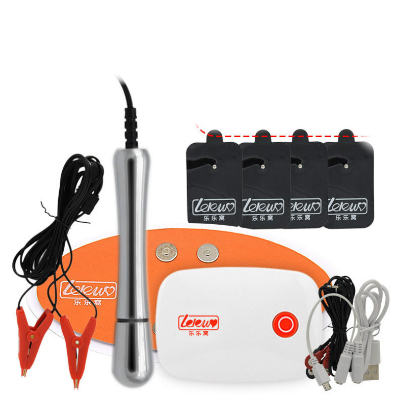 乐乐窝APP充电遥控脉冲后庭肛塞茎环马眼尿道插棒乳夹电极贴片硅胶按摩手套男女情趣 女用APP主机+乳夹+按摩棒组合(2)