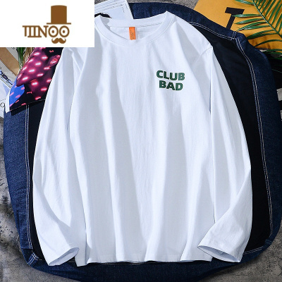 YANXU2023新款秋季男士圆领长袖t恤ins潮流宽松百搭简约打底上衣潮