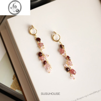 JiMi彩色水晶蚊香盘耳夹无耳洞女长款耳环高级感无痛耳饰超仙流苏新款