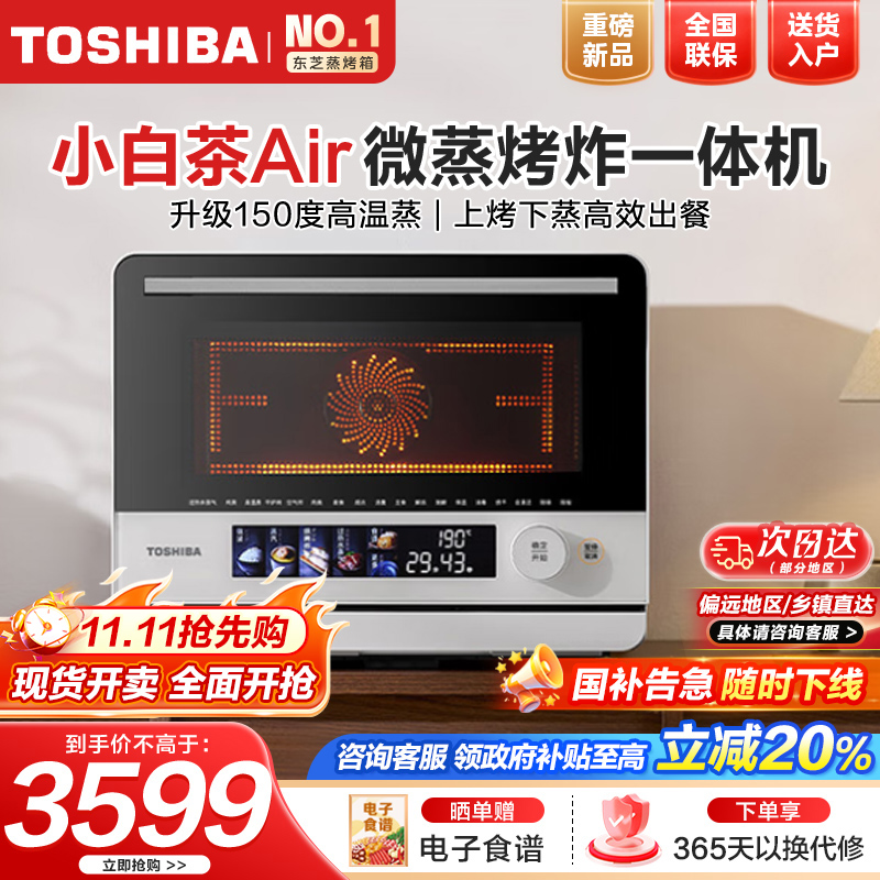 东芝(TOSHIBA)新品微蒸烤一体用微波炉 蒸烤箱空气炸ER-T200BW 白色机T200B 小白茶Air 小型家