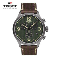 天梭(TISSOT)瑞士手表 运动休闲独特绿盘美食复古 速驰系列皮带男士石英表T116.617.36.097.00