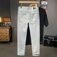 薄荷灰莱赛尔牛仔裤男春夏新款显高显瘦时尚百搭弹力修身男款裤子