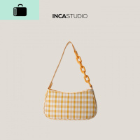 腋下包女法棍包格子链条包bm帆布小包ins韩版2020新款网红潮NEW LAKE女士单肩包