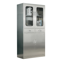 缑氏不锈钢文件柜档案柜资料柜储物柜器械柜仪器柜304全不锈钢二斗柜