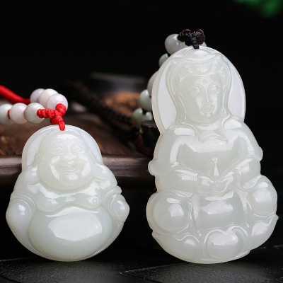 印象眸IMPRESSIONEYES油润和田玉大观音/佛公吊坠情侣款玉石吊坠男玉观音女佛公两款可选附证书