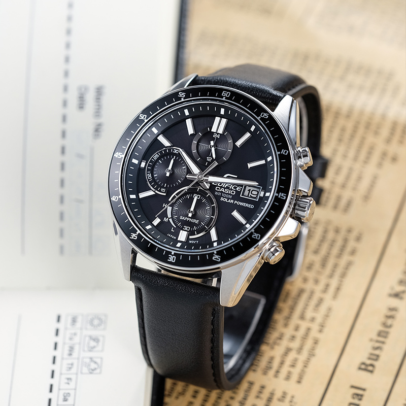 卡西欧旗舰店手表男 正品Edifice限量商务休闲黑暗之心蓝宝石镜面皮/钢带日韩石英表 男 男士表EFS-S510